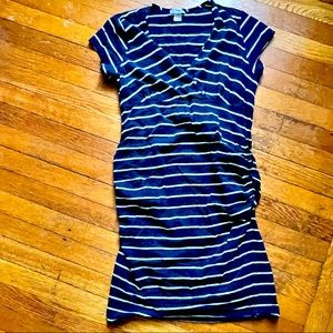 Oh, Mama Navy and white striped maternity dress, XL